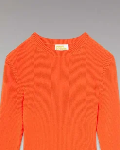 Online FROM FUTURE Pull Col Rond A Cotes Disco Orange