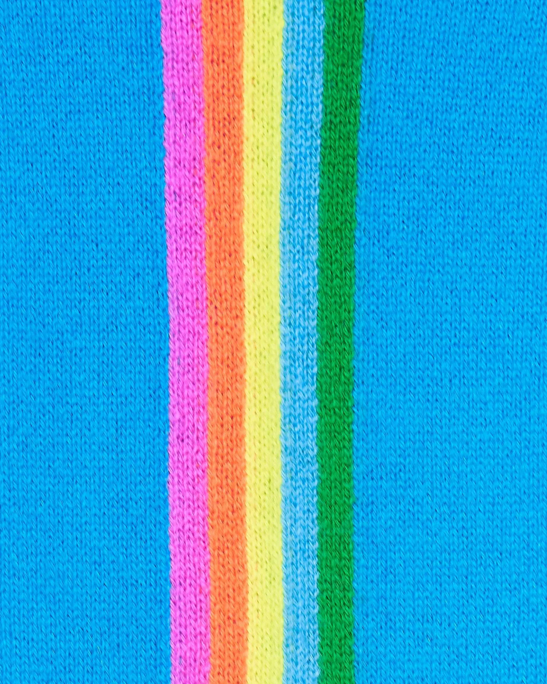 FROM FUTURE Pull Col Rond Bande Multicolore Aux Manches Tropical Blue