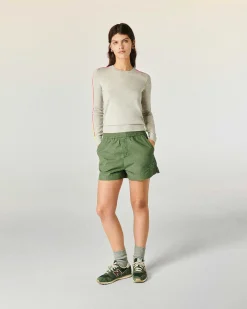 Hot FROM FUTURE Pull Col Rond Bande Multicolore Aux Manches Gris Chine Clair
