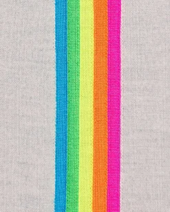 Hot FROM FUTURE Pull Col Rond Bande Multicolore Aux Manches Gris Chine Clair