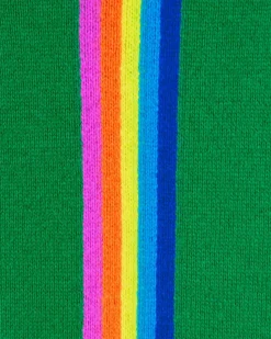 Discount FROM FUTURE Pull Col Rond Bande Multicolore Aux Manches Tropical Green