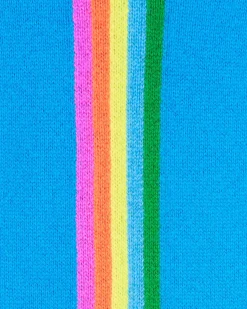 Outlet FROM FUTURE Pull Col Rond Bande Multicolore Aux Manches Tropical Blue