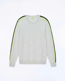 Discount FROM FUTURE Pull Col Rond Bandes Gris Chine Clair