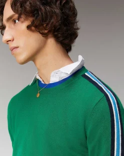 Best FROM FUTURE Pull Col Rond Bandes Forest Green