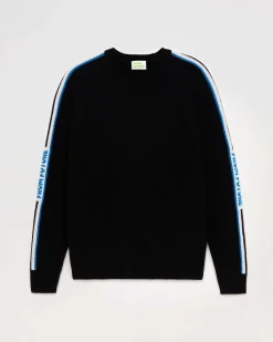 Sale FROM FUTURE Pull Col Rond Bandes Future Noir
