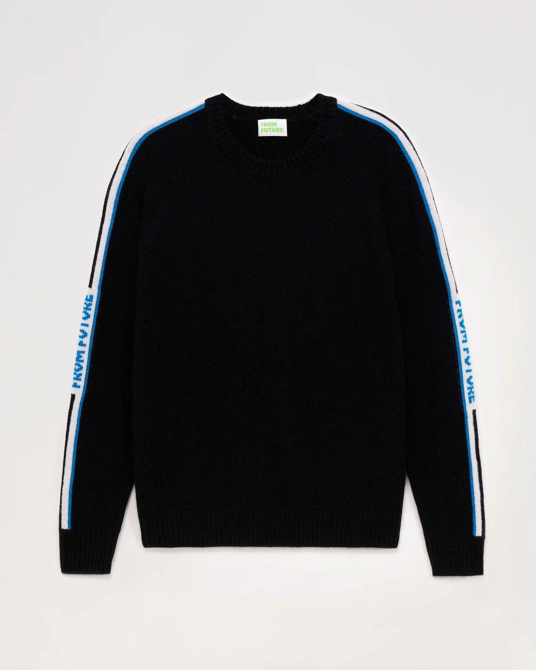 Sale FROM FUTURE Pull Col Rond Bandes Future Noir