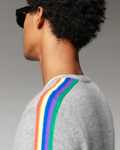 Sale FROM FUTURE Pull Col Rond Bandes Manches Multicolore Noir