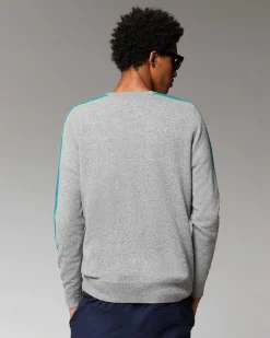 Outlet FROM FUTURE Pull Col Rond Bandes Manches Multicolore Noir