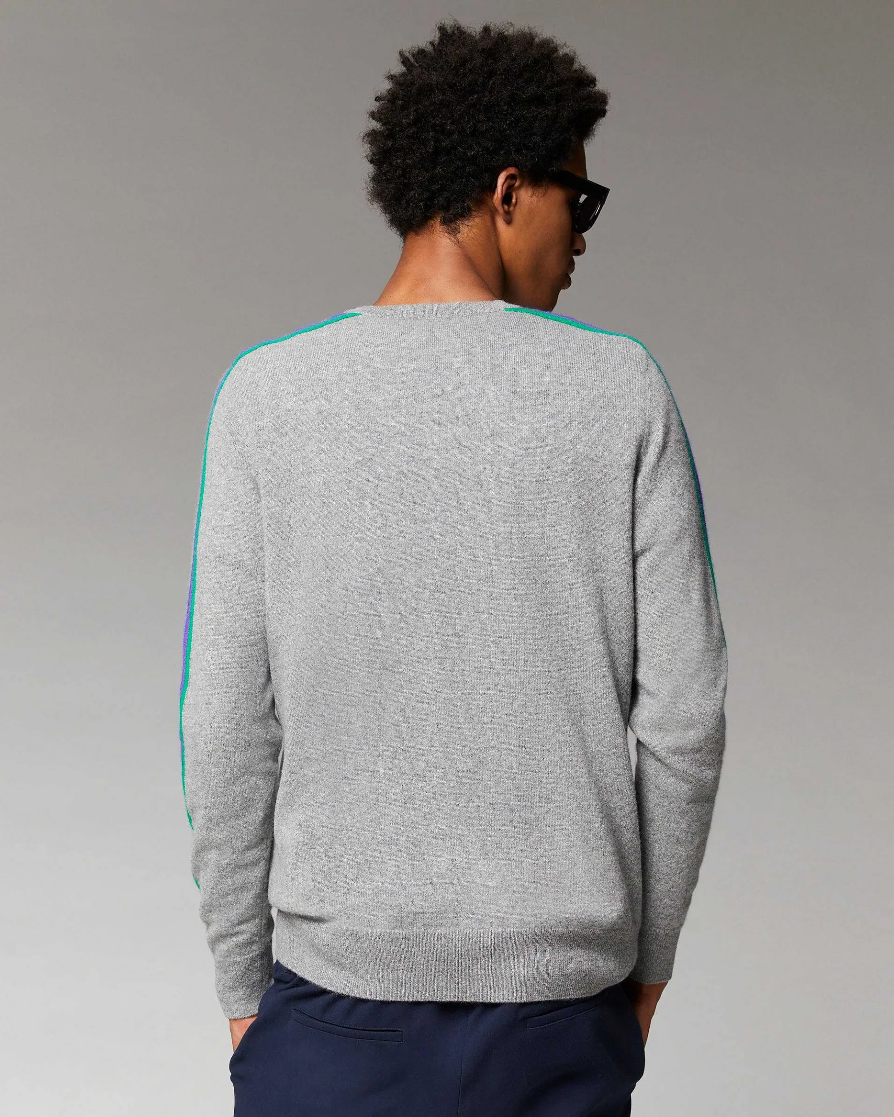 Outlet FROM FUTURE Pull Col Rond Bandes Manches Multicolore Noir