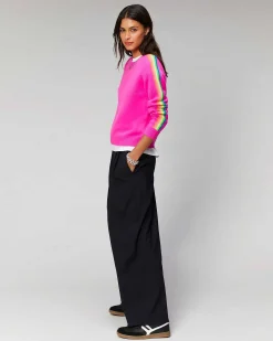 Discount FROM FUTURE Pull Col Rond Bandes Manches Multicolore Disco Orange