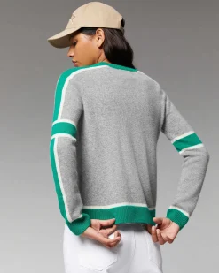 Best FROM FUTURE Pull Col Rond Bandes Tricolore Winter Green