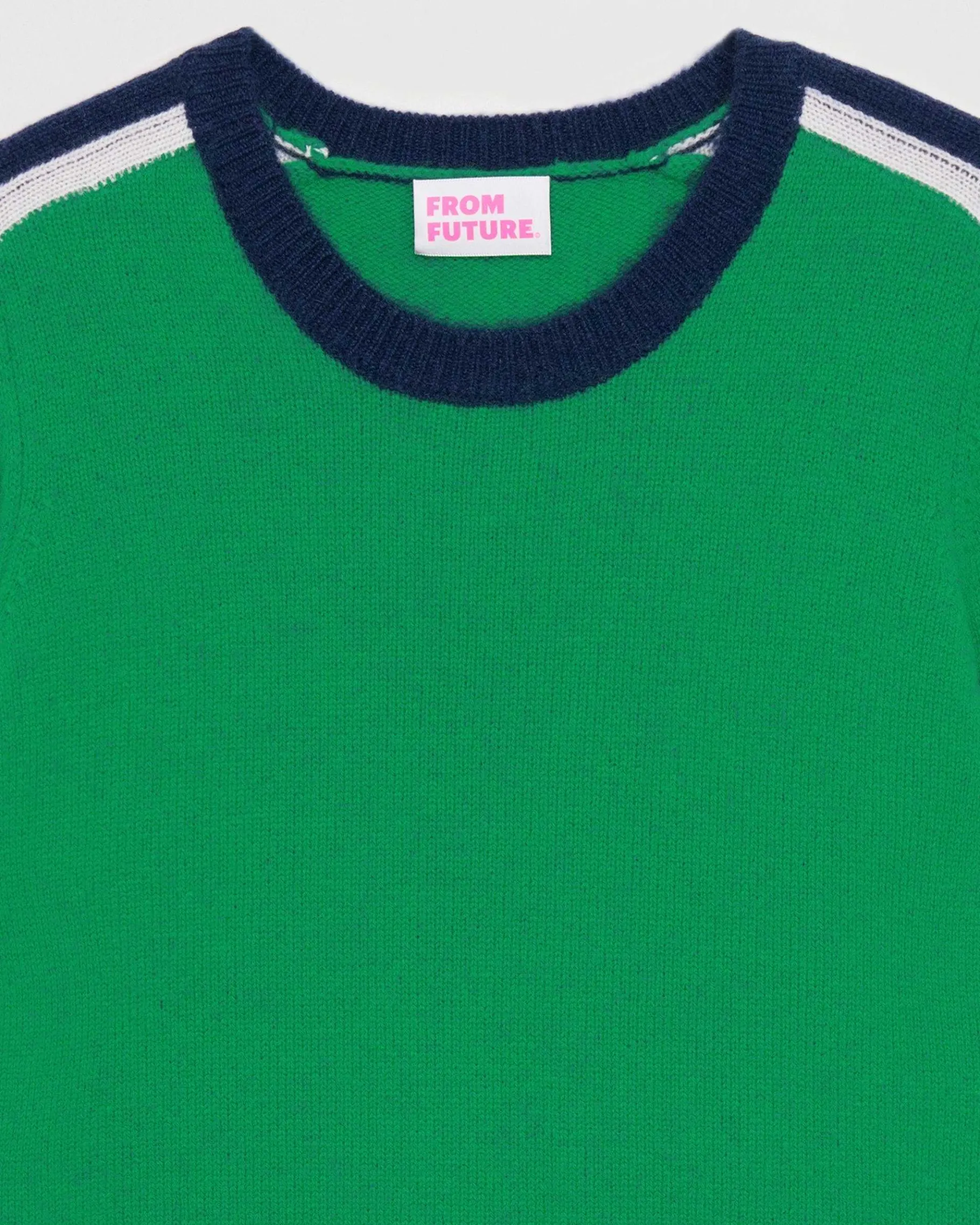 Best FROM FUTURE Pull Col Rond Bandes Tricolore Winter Green