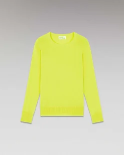 Sale FROM FUTURE Pull Col Rond Basique Jaune Fluo