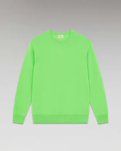 Hot FROM FUTURE Pull Col Rond Basique Vert Fluo