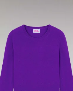 Sale FROM FUTURE Pull Col Rond Basique Violet Fluo