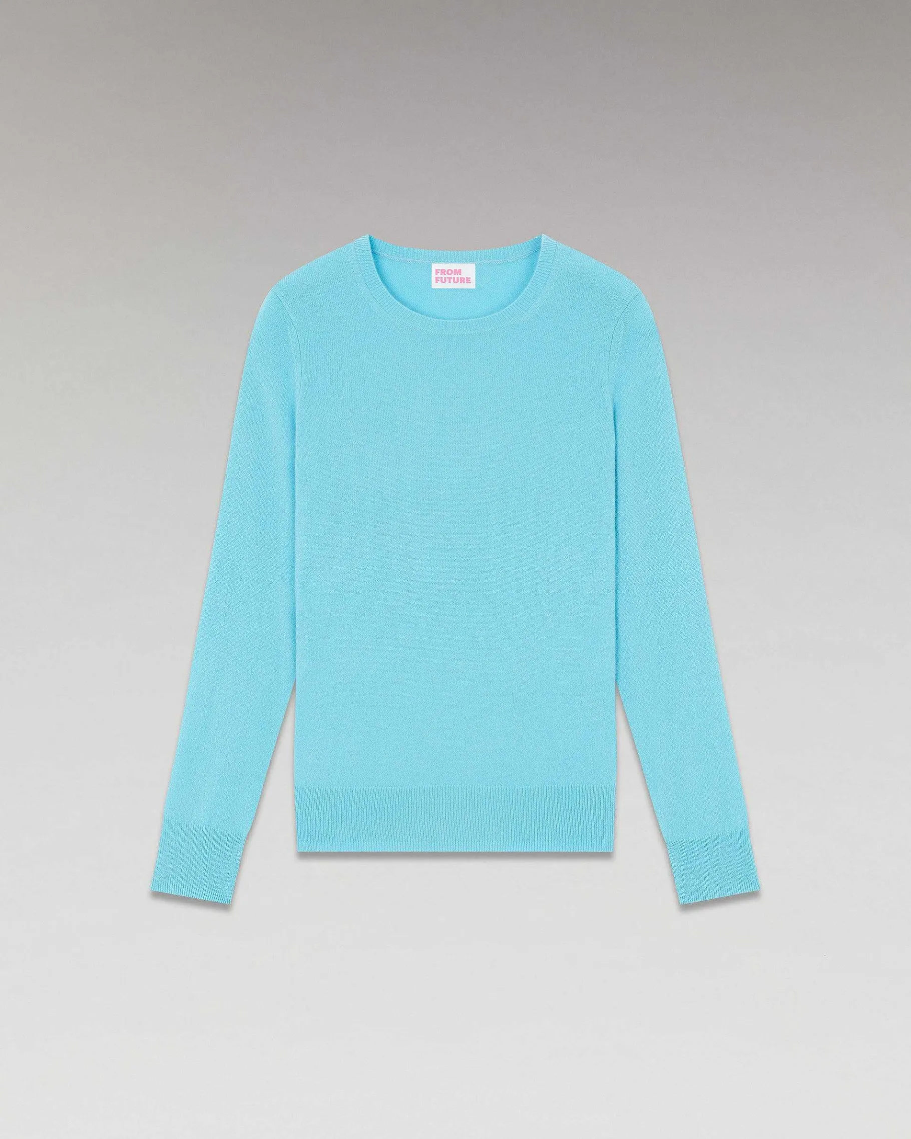 New FROM FUTURE Pull Col Rond Basique Acid Blue