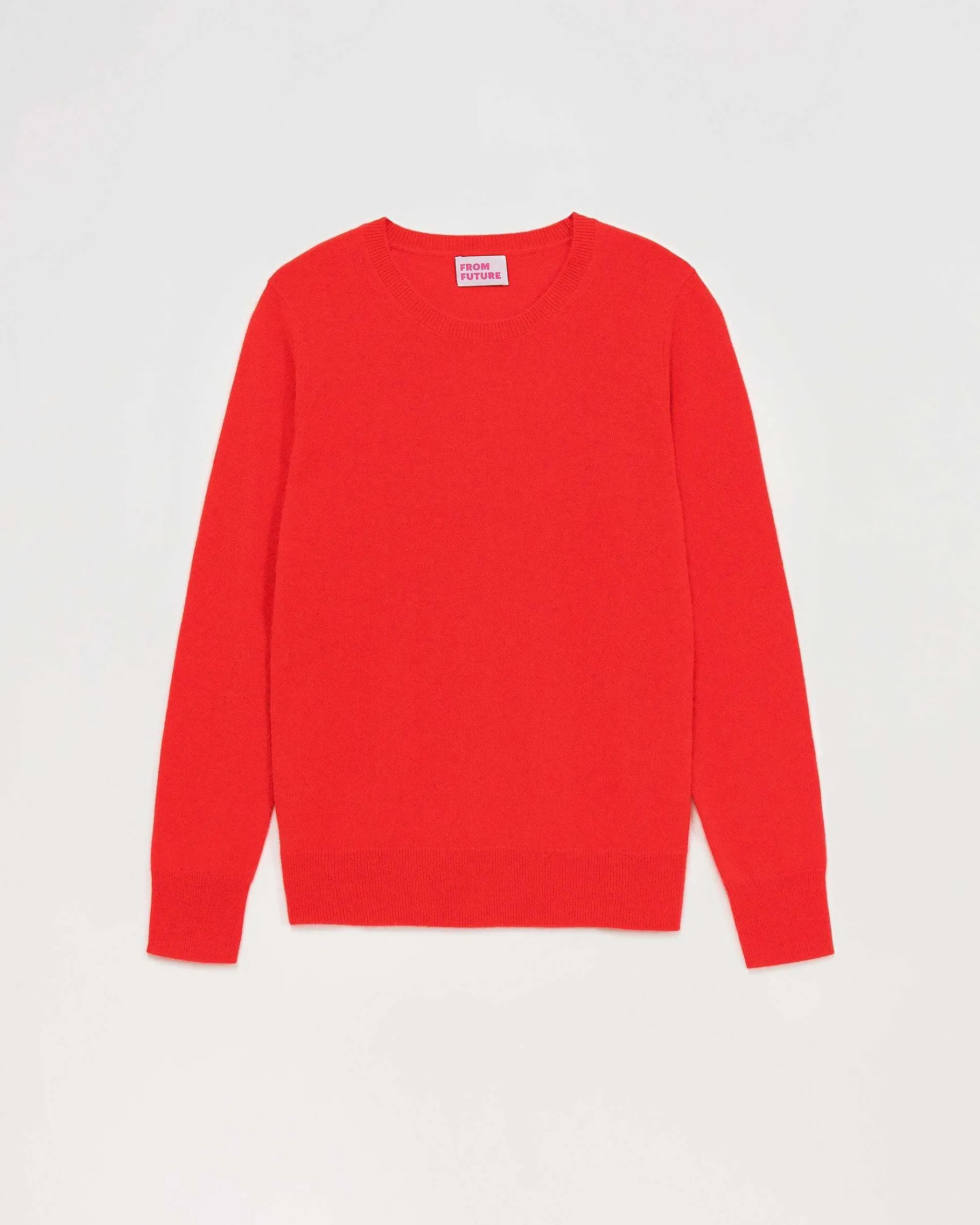 Discount FROM FUTURE Pull Col Rond Basique Rouge Vif