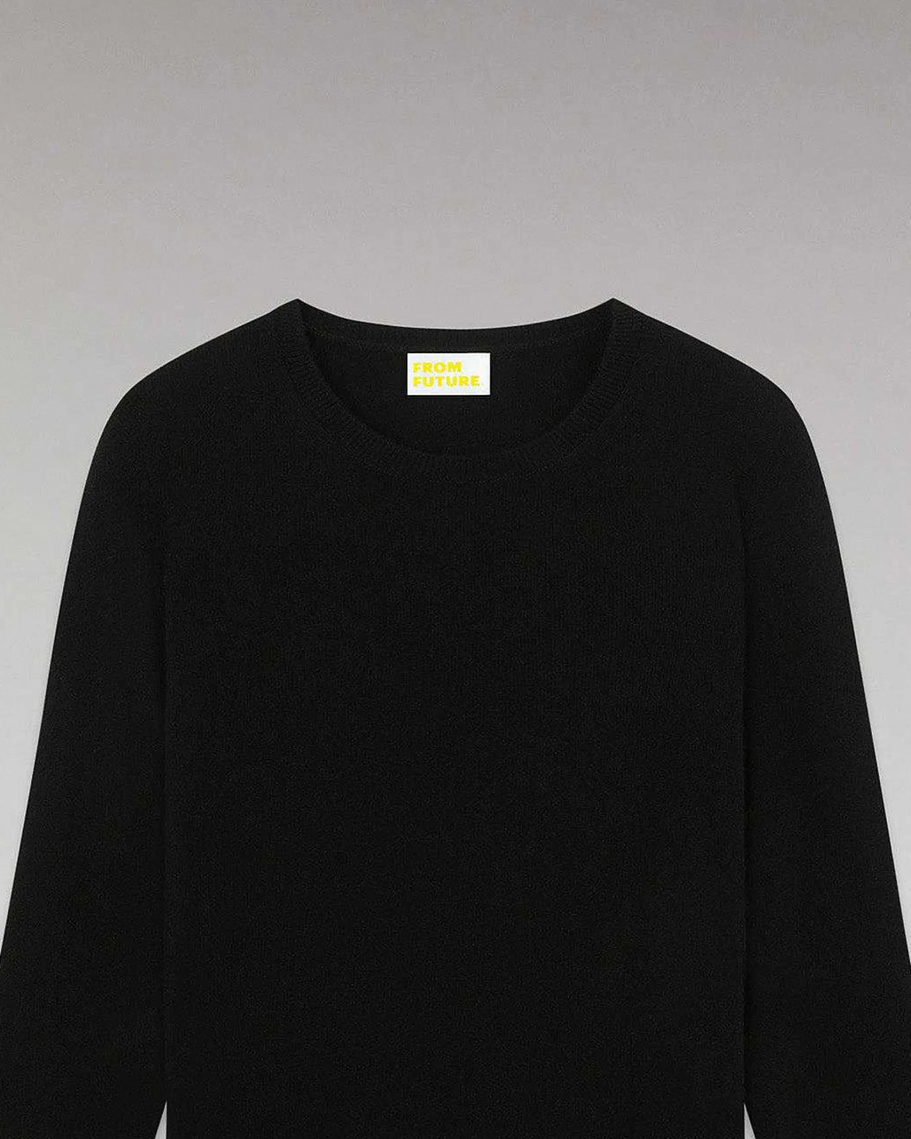 Sale FROM FUTURE Pull Col Rond Basique Noir