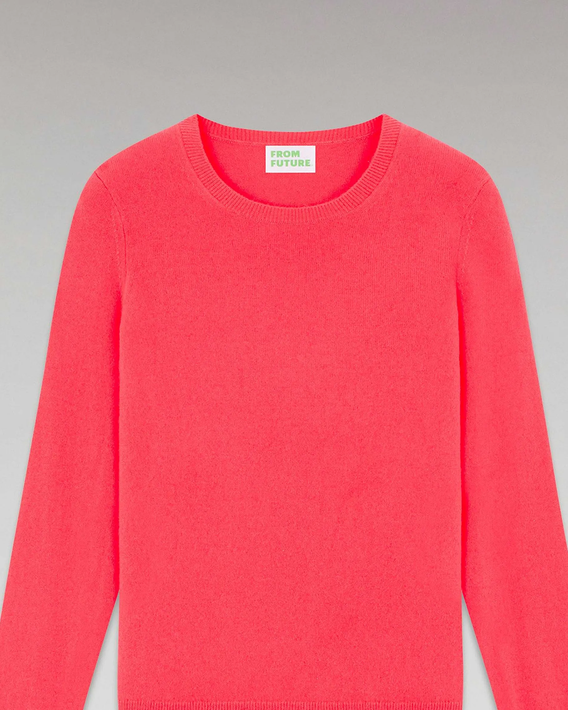 Online FROM FUTURE Pull Col Rond Basique Coral Pink