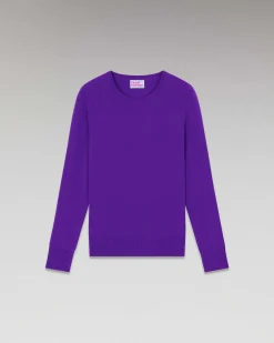 Best FROM FUTURE Pull Col Rond Basique Violet Fluo