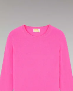 Hot FROM FUTURE Pull Col Rond Basique Sparkle Pink