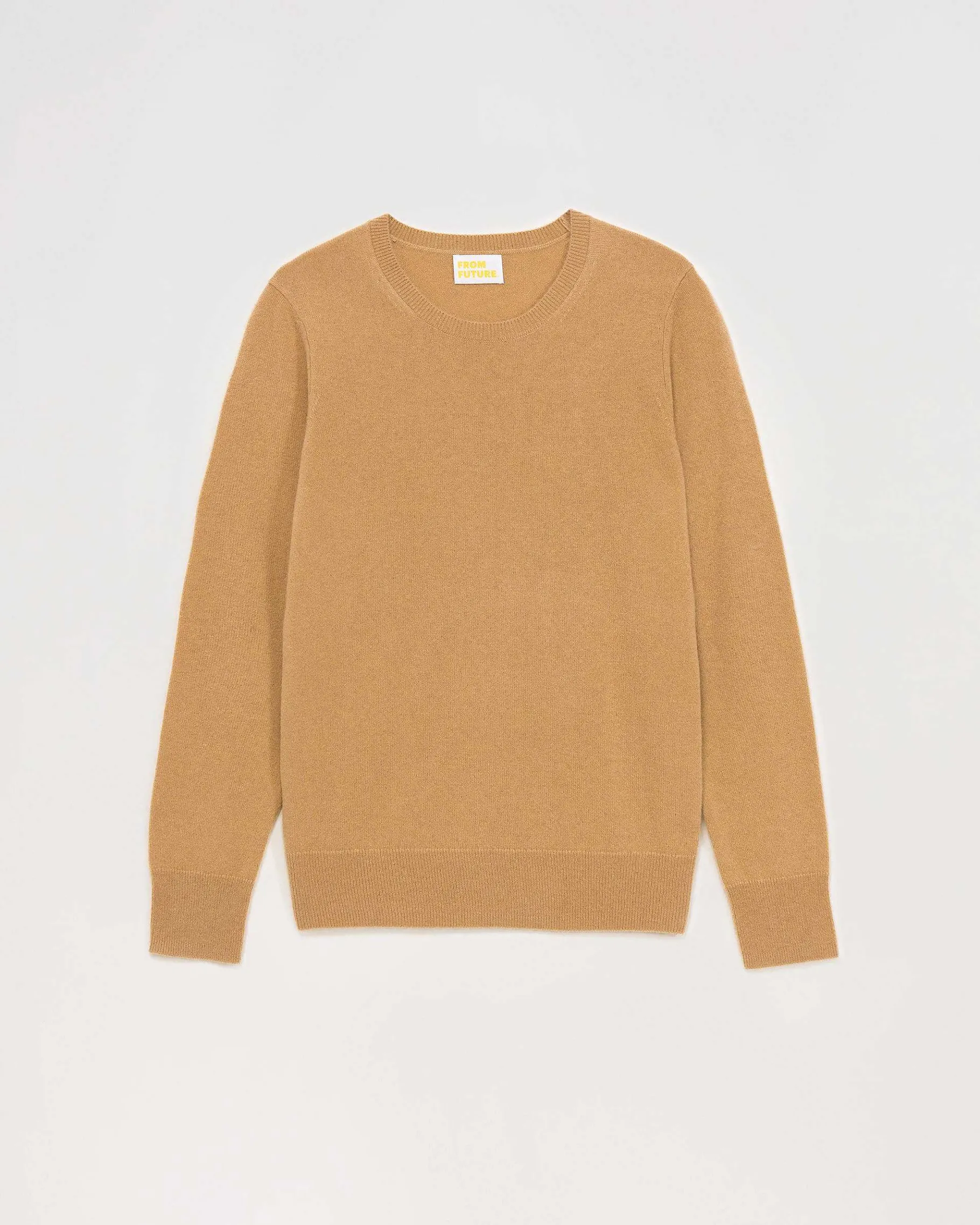 Sale FROM FUTURE Pull Col Rond Basique Camel