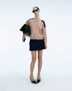 Discount FROM FUTURE Pull Col Rond Bicolore Et Broderie Noir