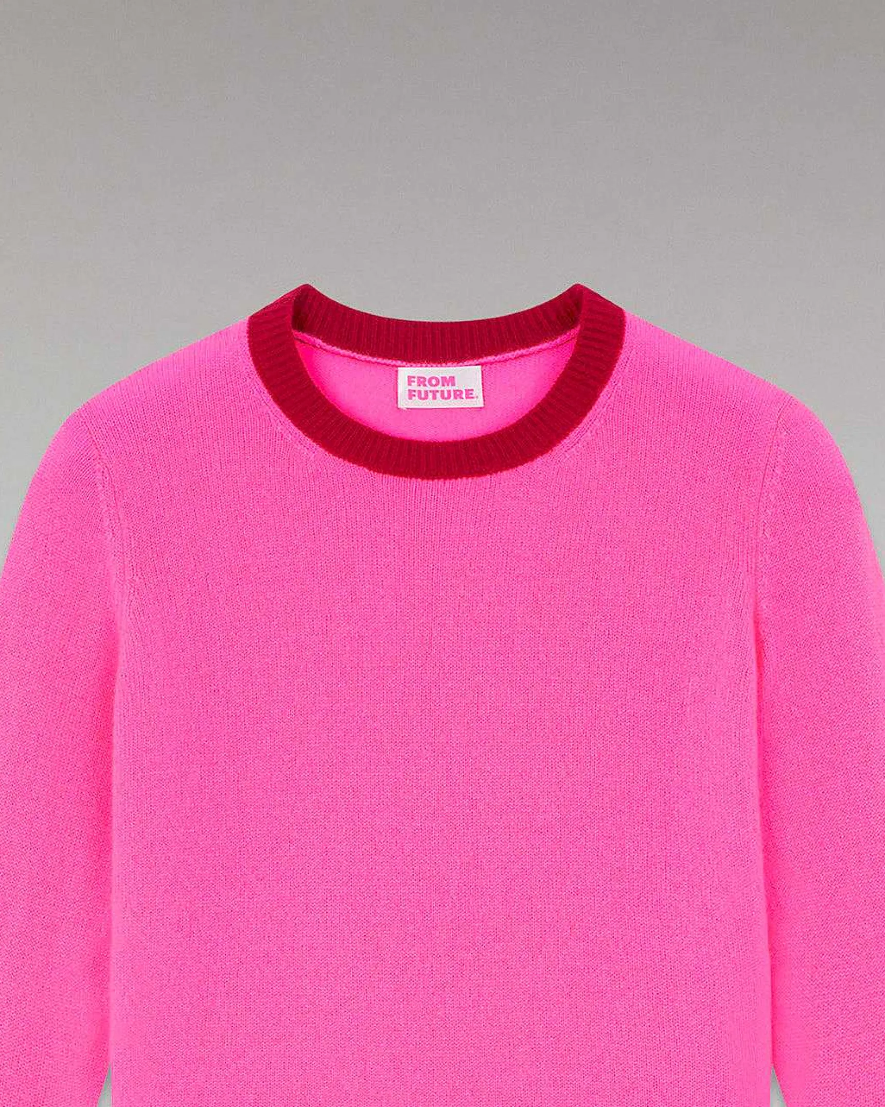 Discount FROM FUTURE Pull Col Rond Bicolore Leger Sparkle Pink