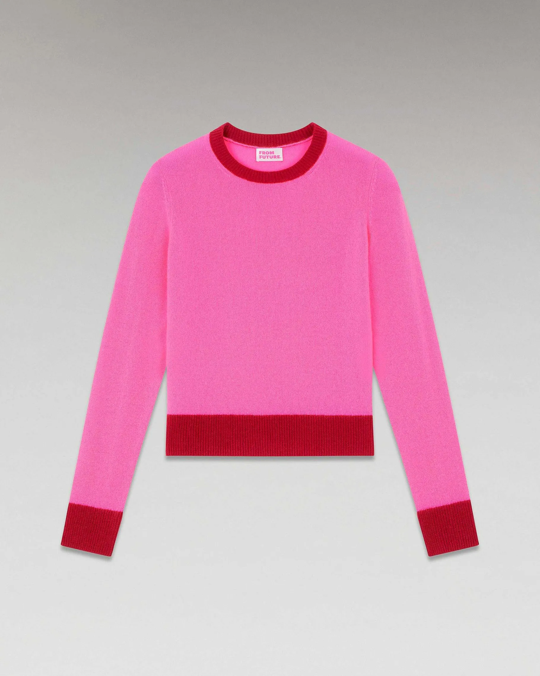 Discount FROM FUTURE Pull Col Rond Bicolore Leger Sparkle Pink