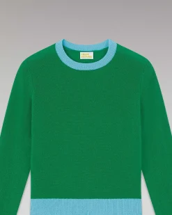 Discount FROM FUTURE Pull Col Rond Bicolore Leger Winter Green