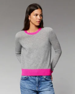 Best FROM FUTURE Pull Col Rond Bicolore Leger Sparkle Pink