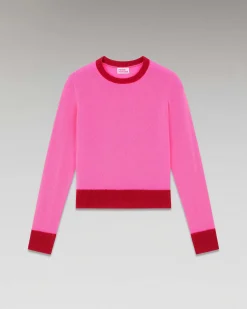 Best FROM FUTURE Pull Col Rond Bicolore Leger Sparkle Pink