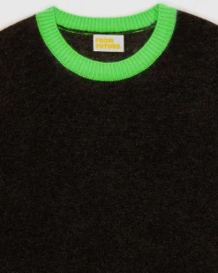 FROM FUTURE Pull Col Rond Bicolore Leger Anthracite