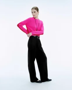 Sale FROM FUTURE Pull Col Rond Biface Flash Pink