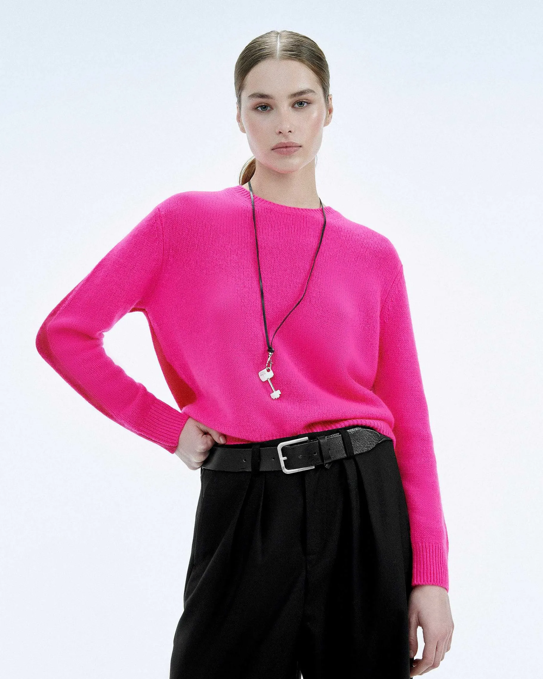 Clearance FROM FUTURE Pull Col Rond Biface Flash Pink