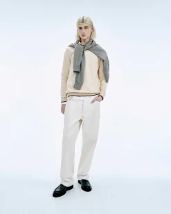 Outlet FROM FUTURE Pull Col Rond Bord Contraste Navy