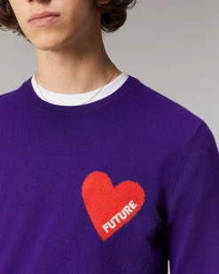 Online FROM FUTURE Pull Col Rond Coeur Winter Purple
