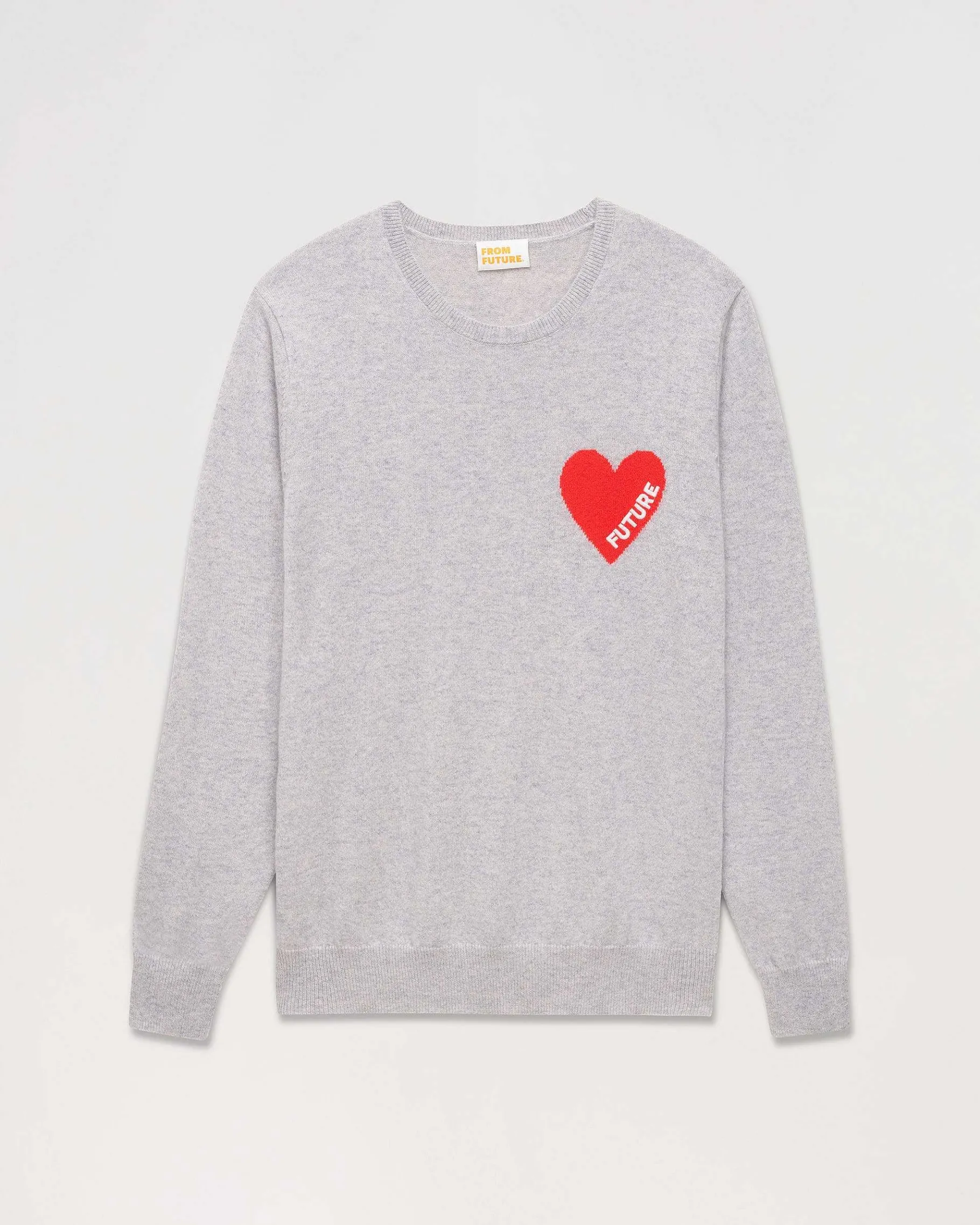 Hot FROM FUTURE Pull Col Rond Coeur Gris Chine Clair