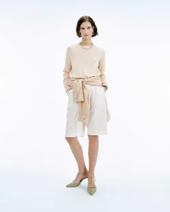 Discount FROM FUTURE Pull Col Rond Coeur Brode Light Beige