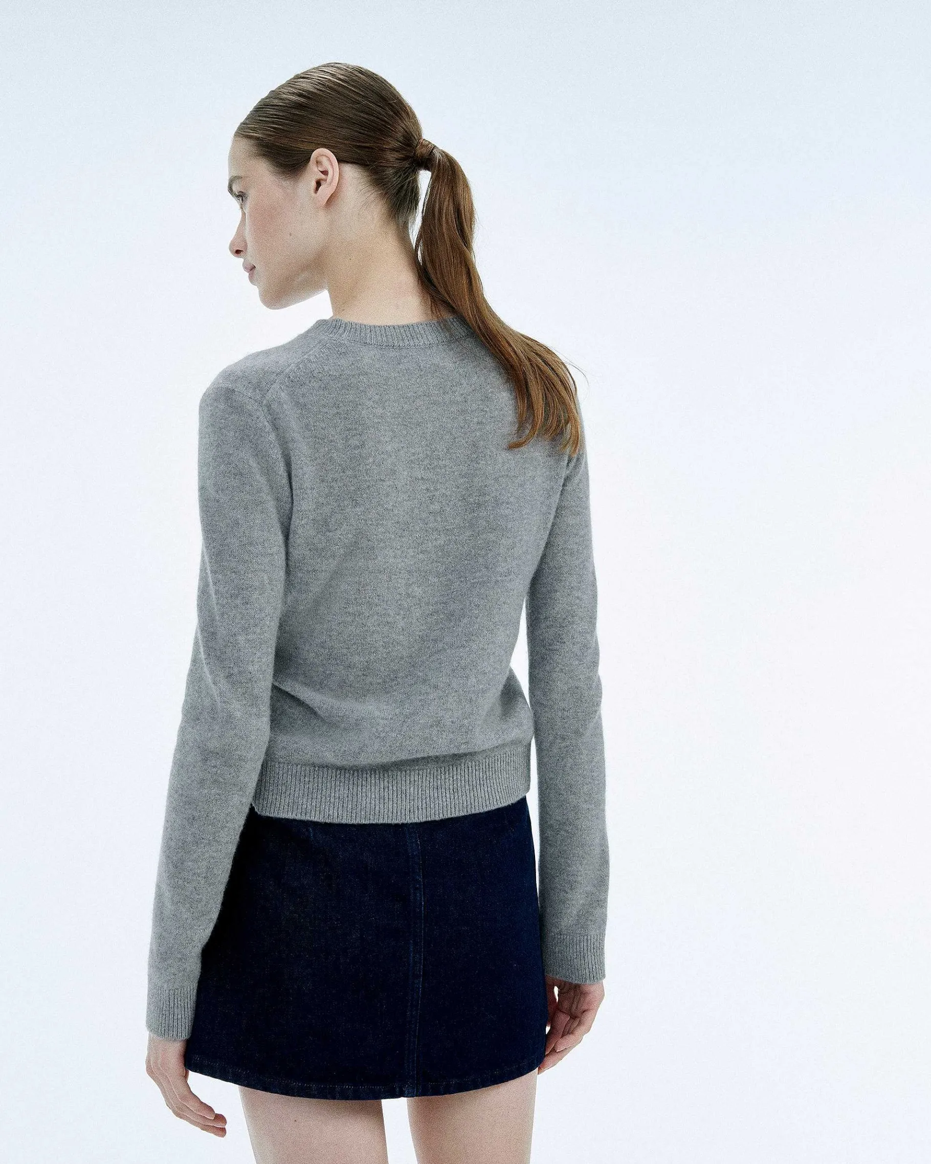Best FROM FUTURE Pull Col Rond Coeur Broderie Future Light Gris Chine Fonce
