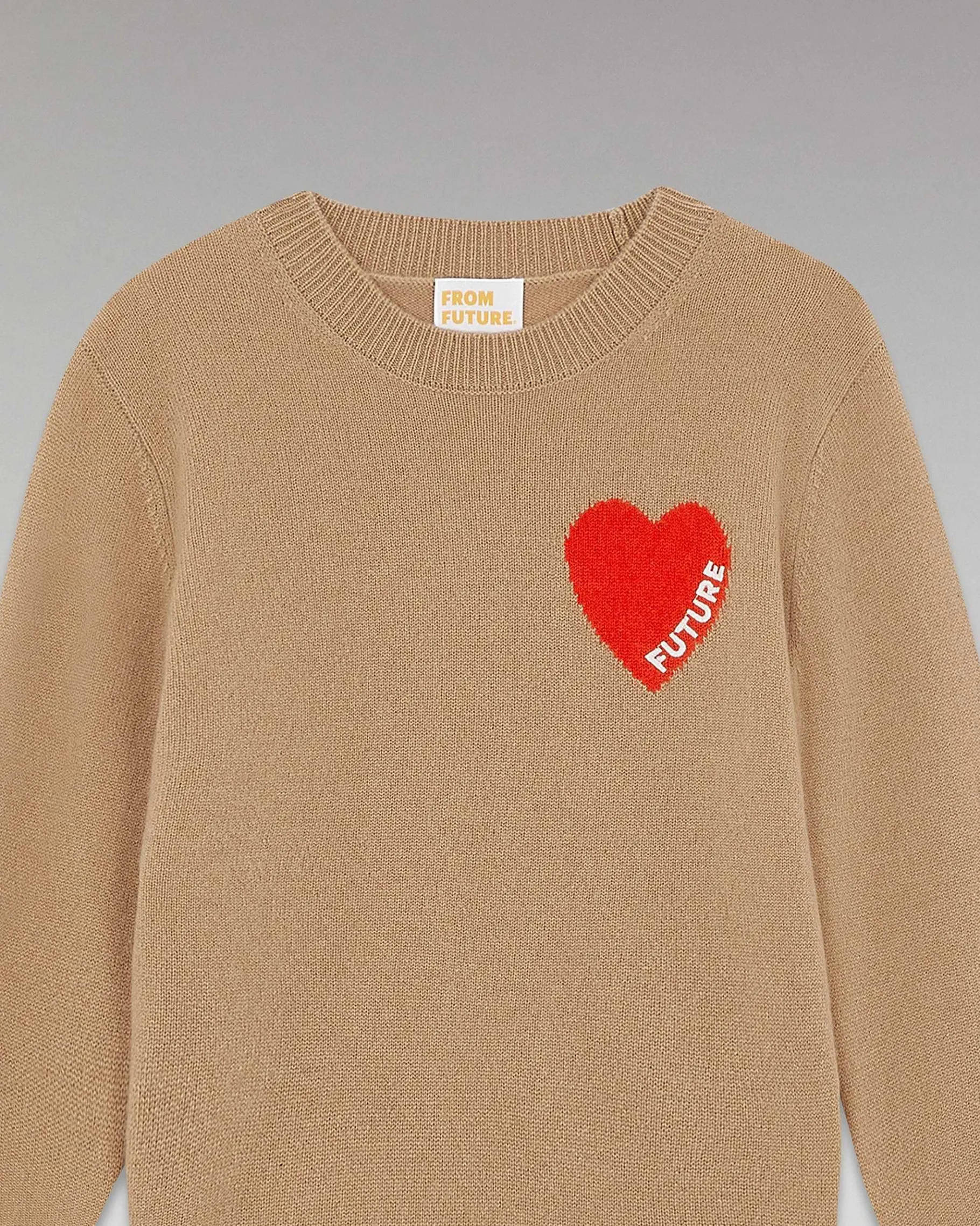 Online FROM FUTURE Pull Col Rond Coeur Leger Camel