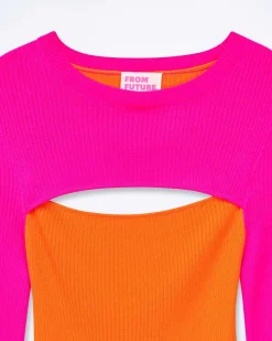 Best FROM FUTURE Pull Col Rond Cotele Beach Orange