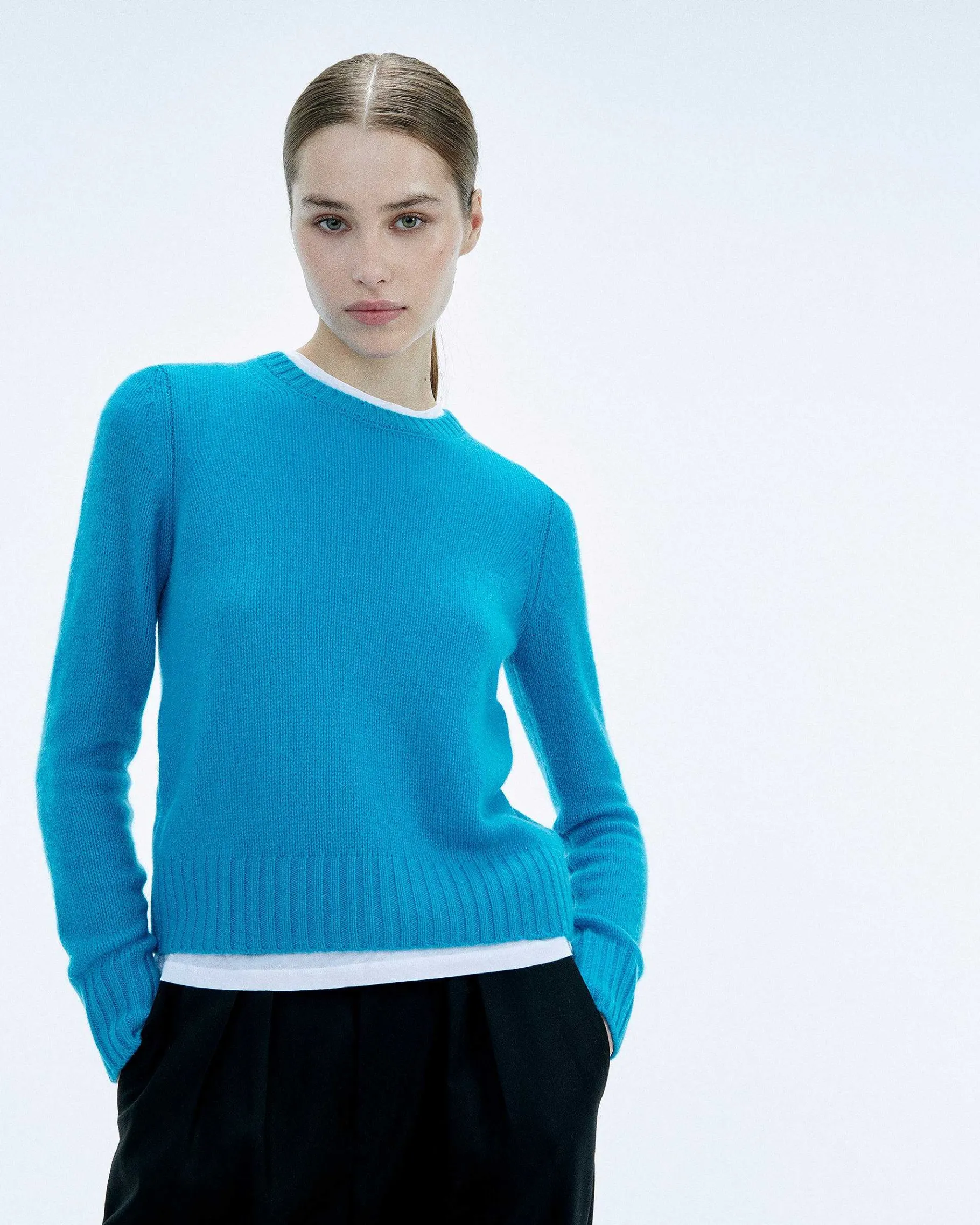 Sale FROM FUTURE Pull Col Rond Court Ecru