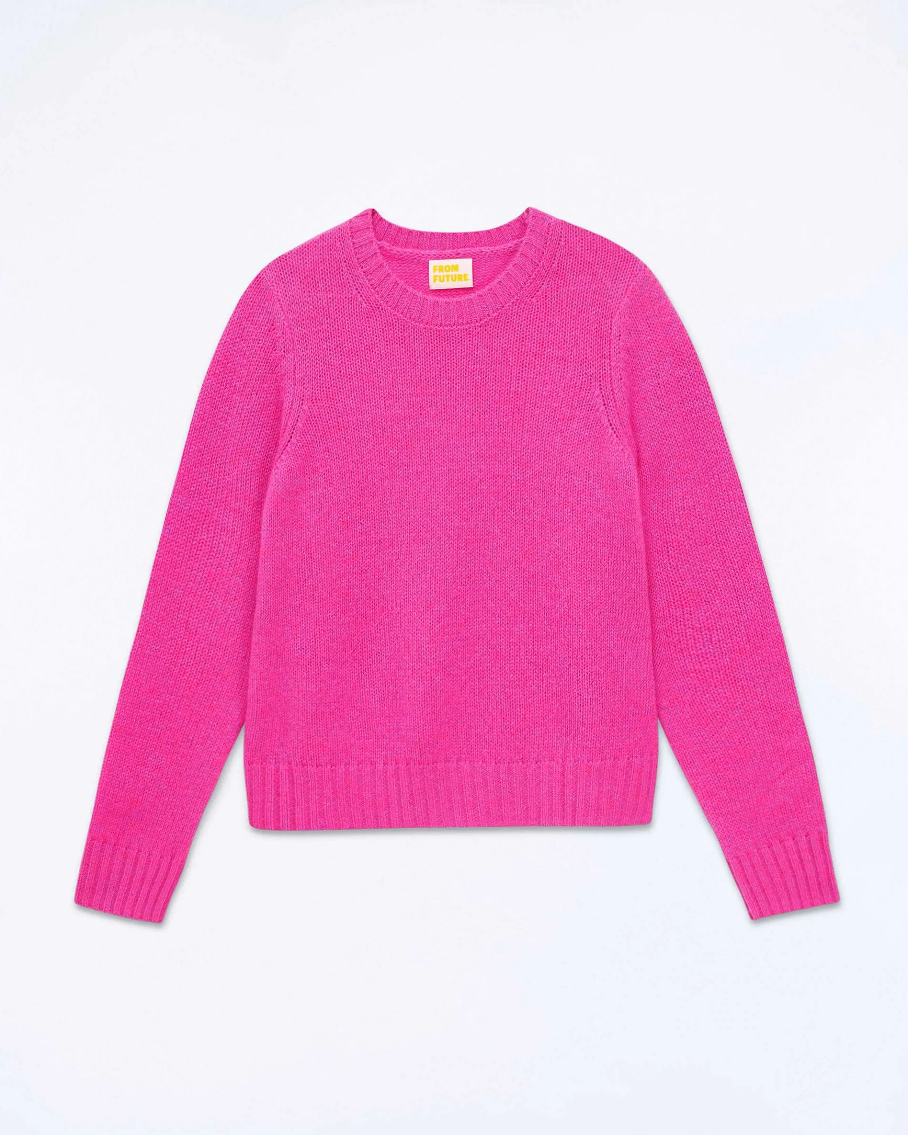 Sale FROM FUTURE Pull Col Rond Court Fuschia Pink Mouline