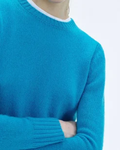 Hot FROM FUTURE Pull Col Rond Court Tropical Blue