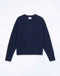 Outlet FROM FUTURE Pull Col Rond Court Navy Chine