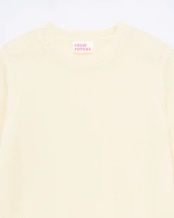 Discount FROM FUTURE Pull Col Rond Court Ecru