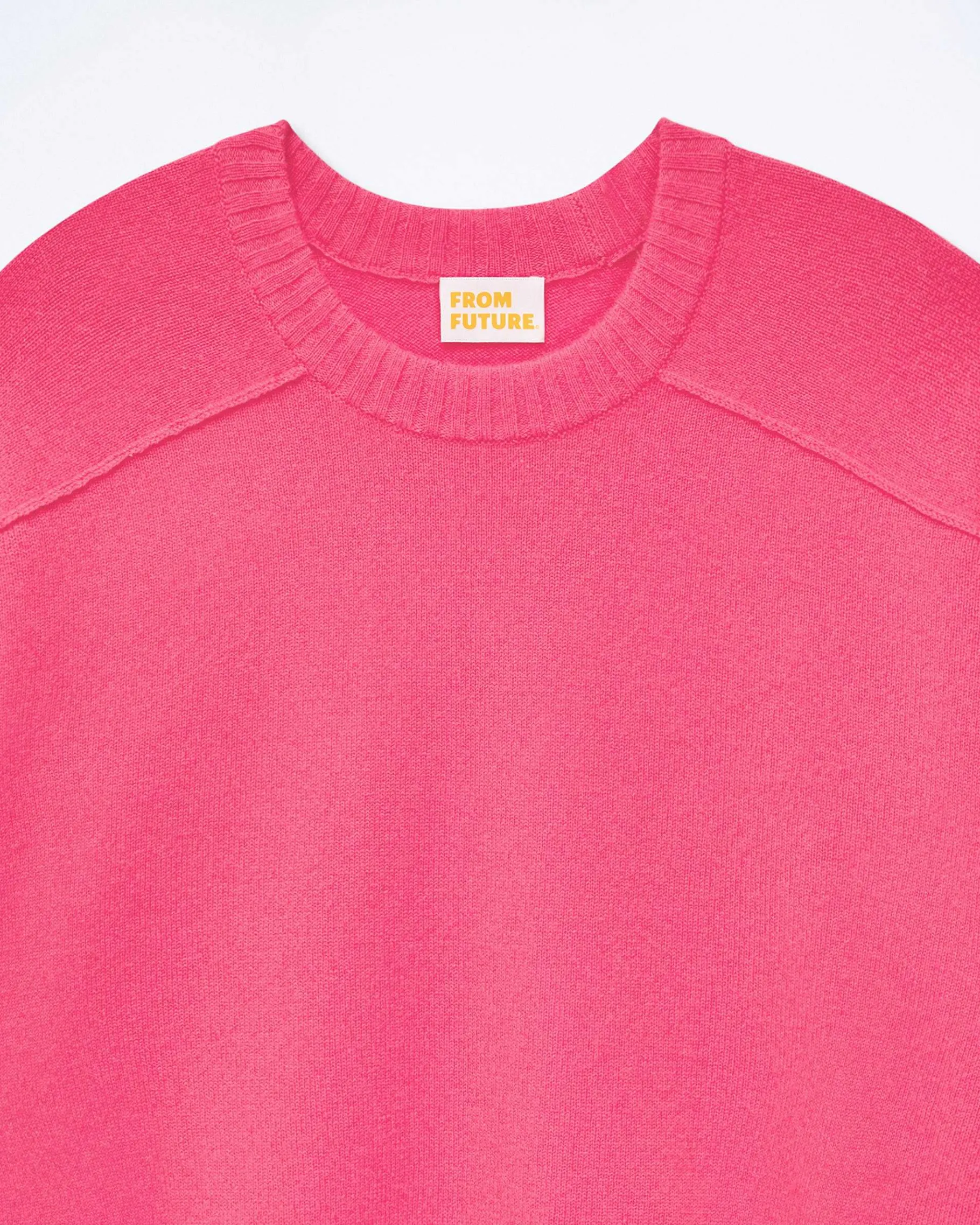 FROM FUTURE Pull Col Rond Coutures Apparentes Flower Pink