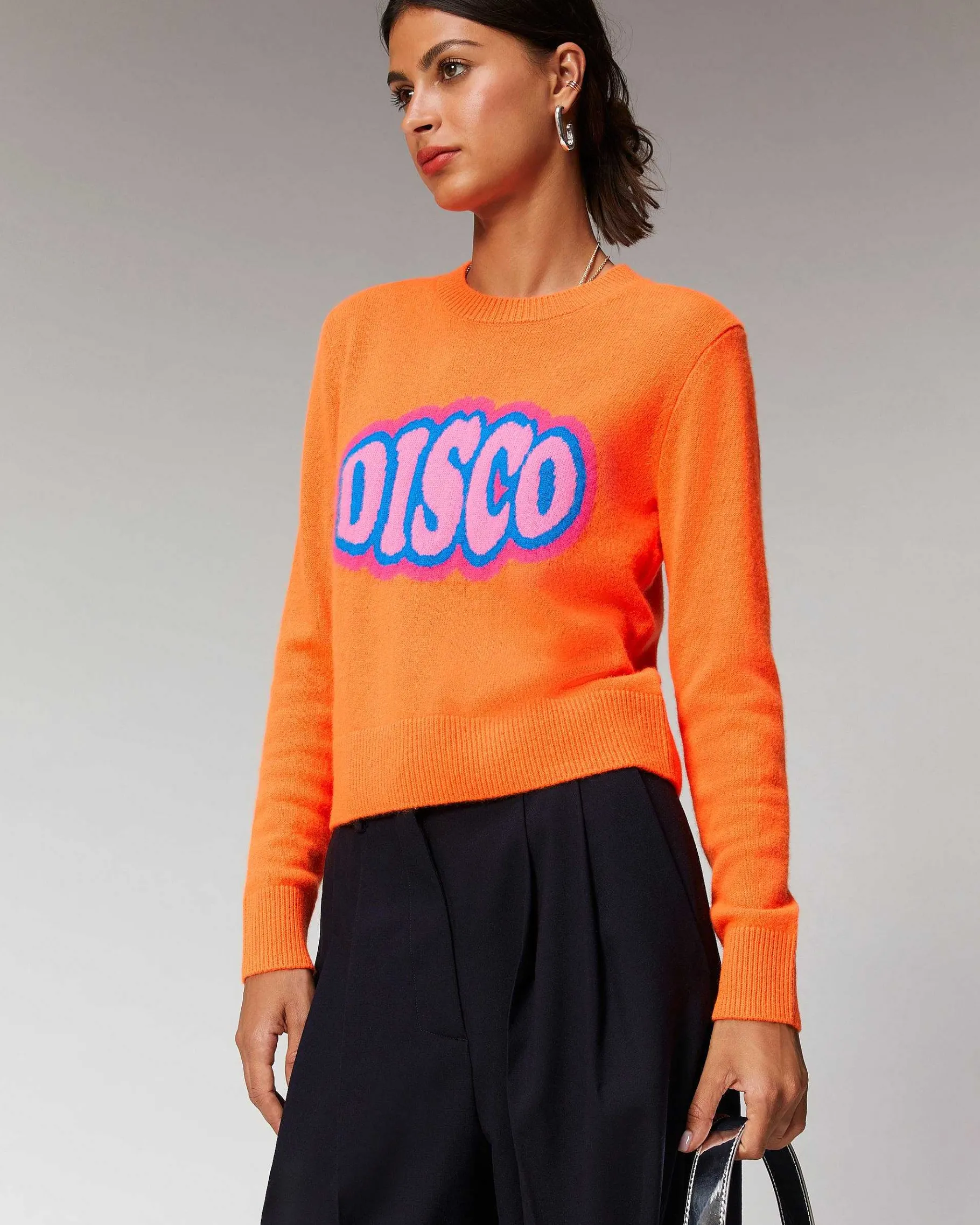Sale FROM FUTURE Pull Col Rond Disco Leger Disco Orange