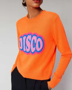 Sale FROM FUTURE Pull Col Rond Disco Leger Disco Orange